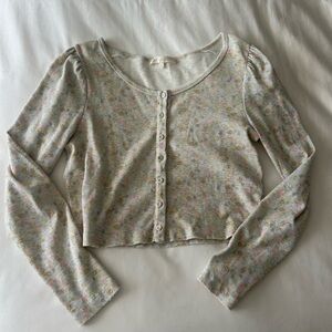 LoveShackFancy Jonah Cropped Cardigan | Light Blue